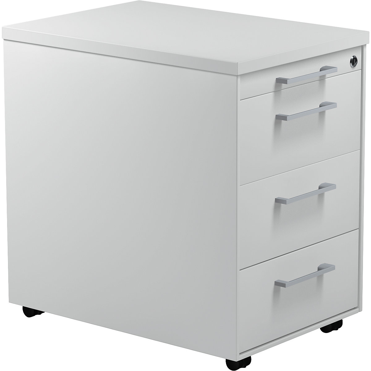 Zásuvkový kontajner na kolieskach – mauser, v x h 579 x 600 mm, 3 zásuvky, svetlošedá / svetlošedá / svetlošedá-3