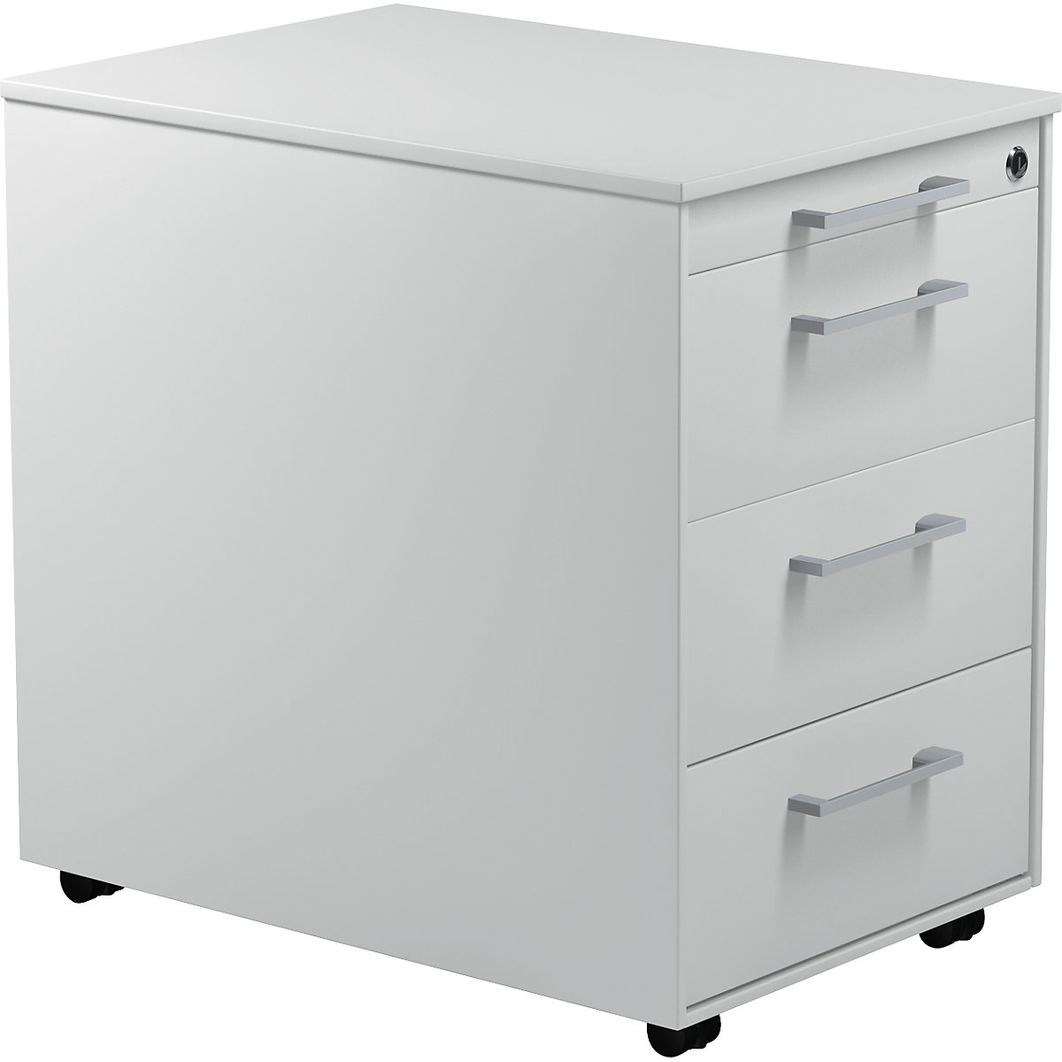 Zásuvkový kontajner na kolieskach – mauser, v x h 570 x 600 mm, 3 zásuvky, svetlošedá / svetlošedá / svetlošedá-2