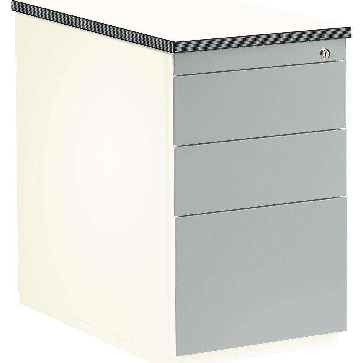 Zásuvkový kontajner – mauser, v x š 720 x 800 mm, 2 zásuvky na materiál, 1 závesná registratúra, čistá biela / strieborná / biela-9