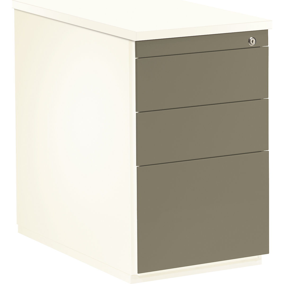 Zásuvkový kontajner – mauser, v x š 720 x 800 mm, 2 zásuvky na materiál, 1 závesná registratúra, čistá biela / béžovošedá / čistá biela-8