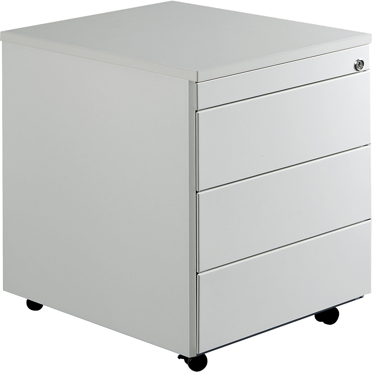 Zásuvkový kontajner s kolieskami – mauser, v x h 579 x 600 mm, plastová doska, 3 zásuvky, svetlošedá / svetlošedá / svetlošedá-7
