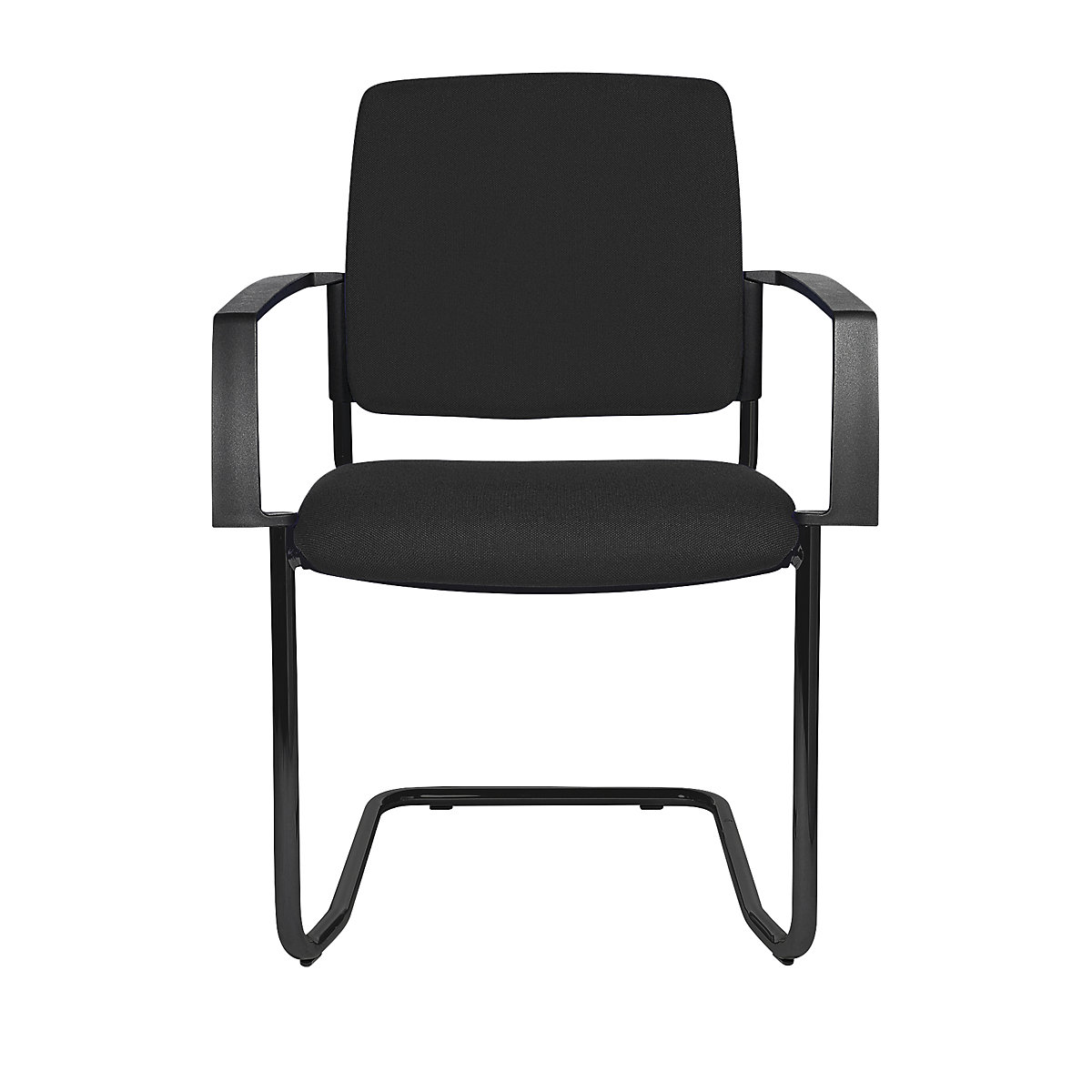 Čalúnená stohovacia stolička – Topstar, kreslo na pružnom podloží, OJ 2 ks, podstavec čierna, čalúnenie čierna-6