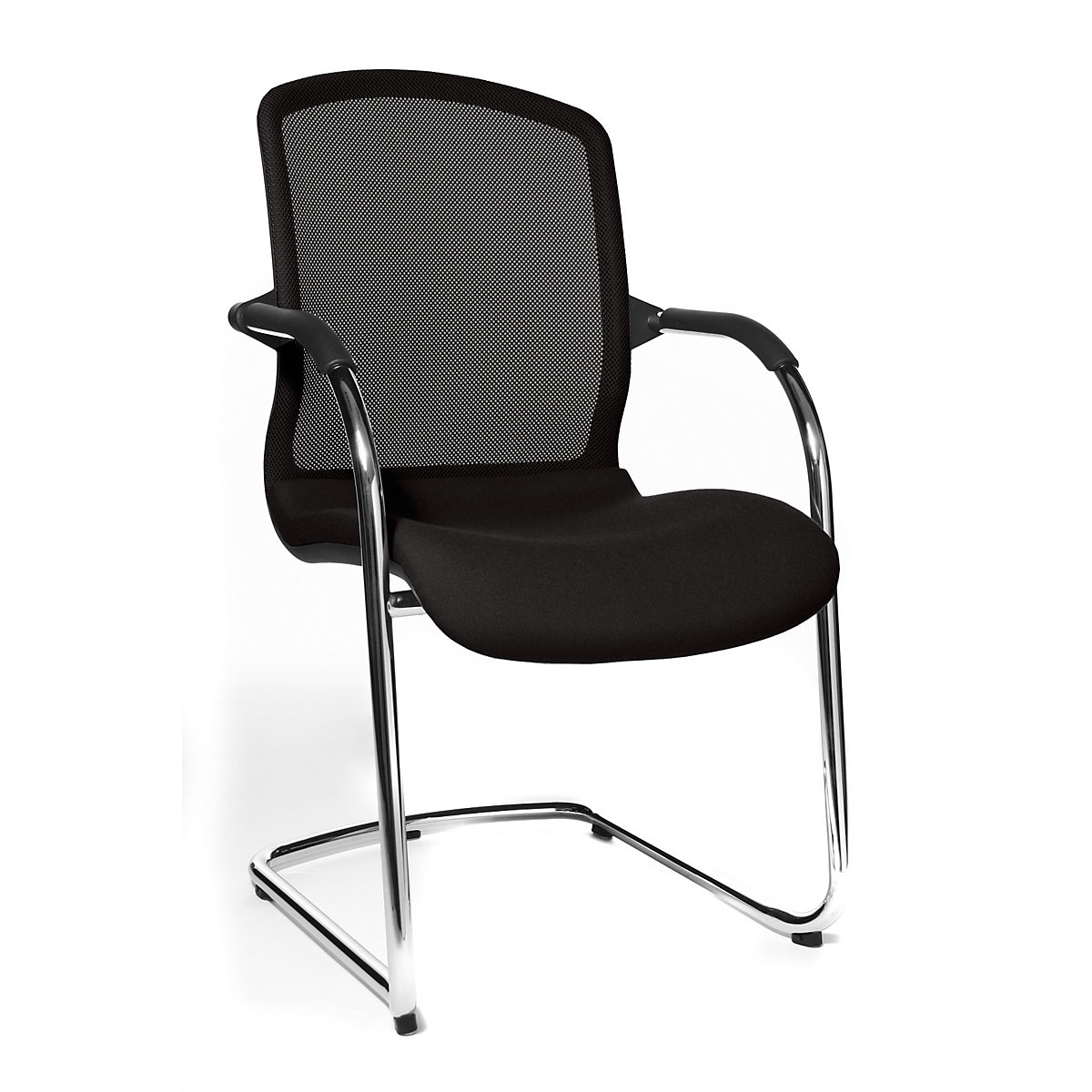 OPEN CHAIR – dizajnová stolička pre návštevníkov – Topstar, kreslo na pružnom podnoží so sieťkovým operadlom, OJ 2 ks, čierna-5