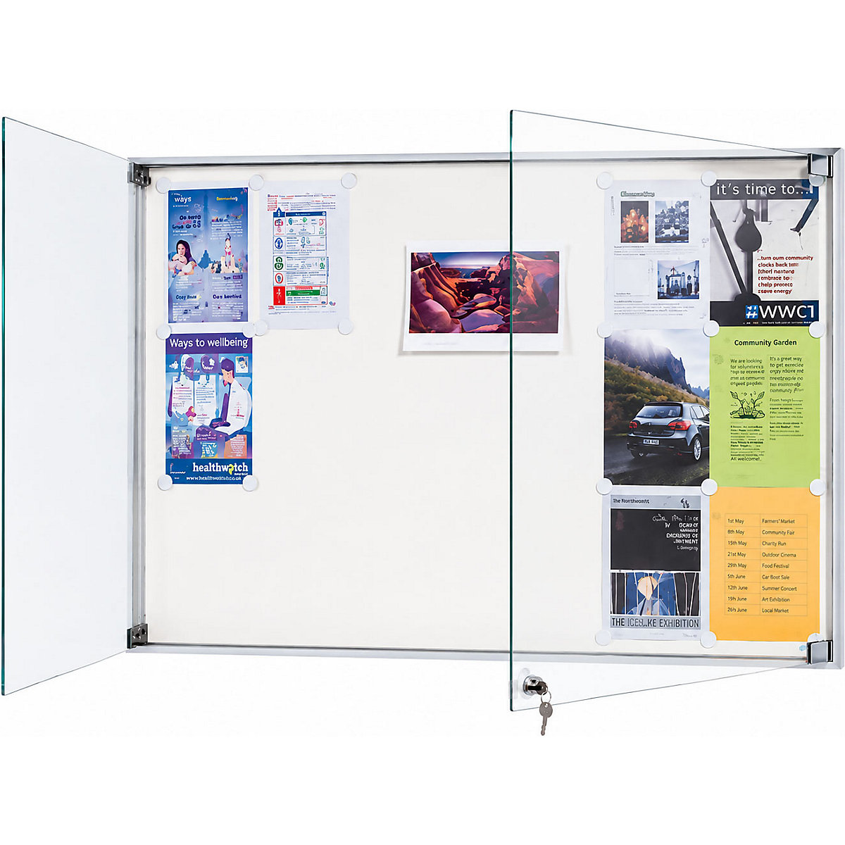 Vitrinekast, aluminium frame, voor binnen en buiten &ndash; eurokraft pro