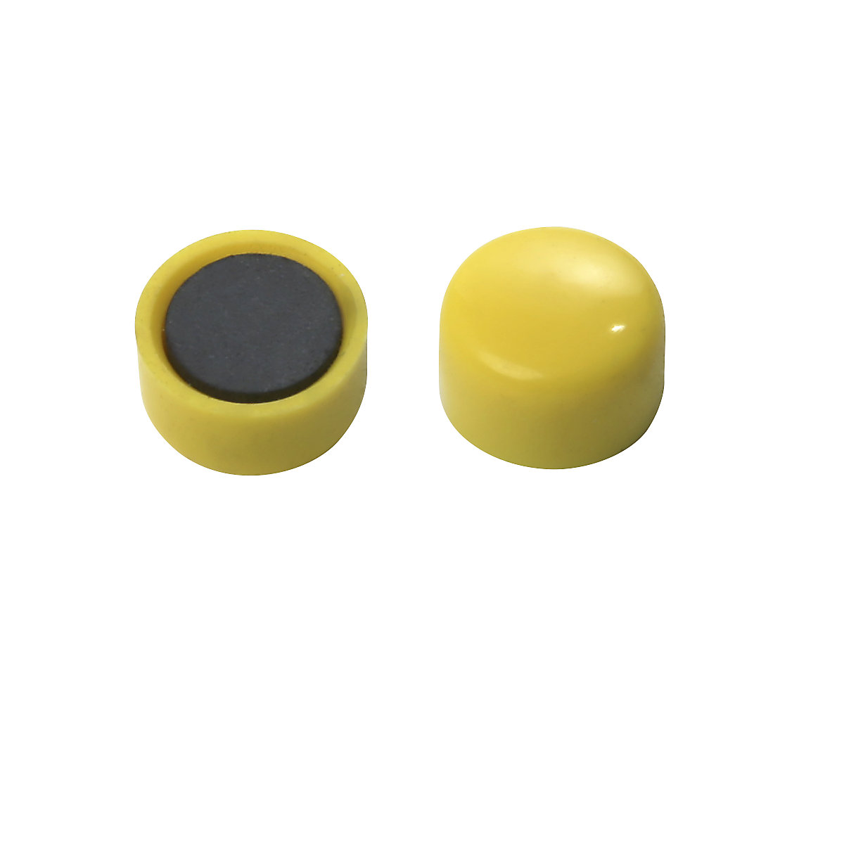 Ronde magneet, kunststof – eurokraft basic, Ø 10 mm, VE = 60 stuks, geel-7