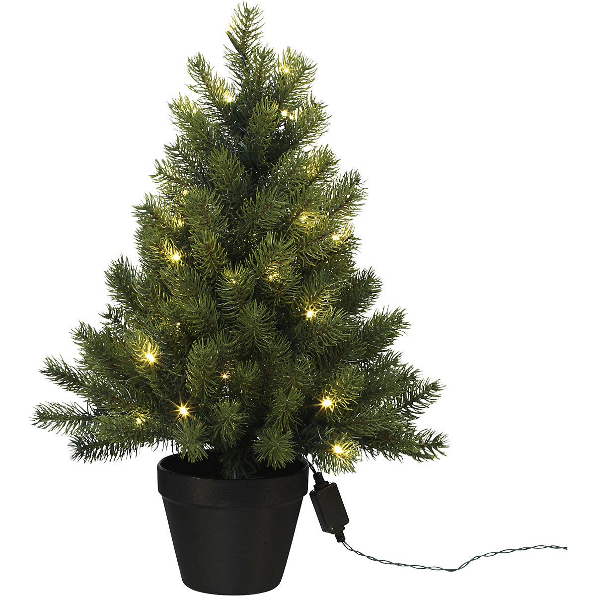Kerstboom in pot met LED&rsquo;s