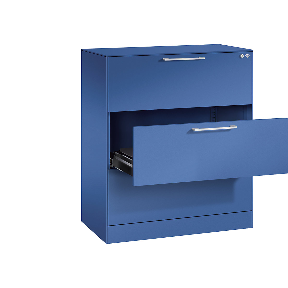 Archiefkast ASISTO – C+P, hoogte 992 mm, met 3 lades, A4 liggend, gentiaanblauw/gentiaanblauw-21