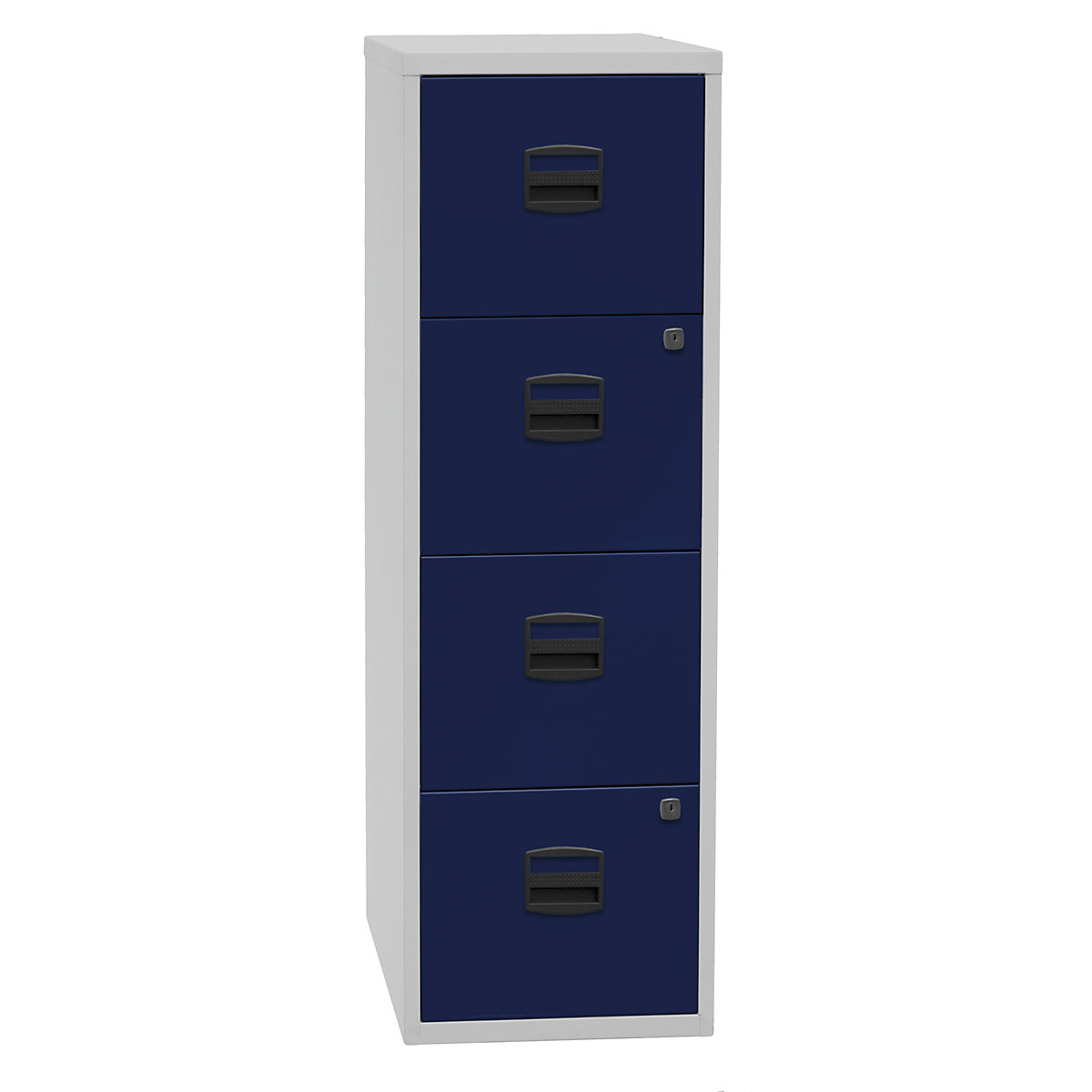 Hangmappenkast PFA – BISLEY, 4 laden, lichtgrijs/oxfordblauw-6