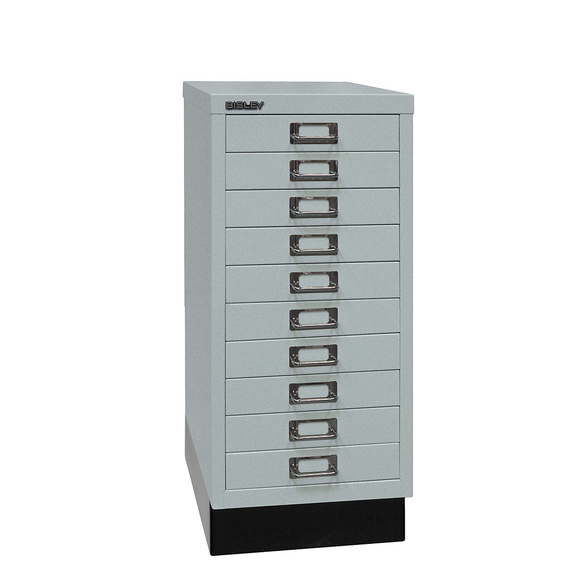 MultiDrawer™ 29 serie – BISLEY, met sokkel, A4, 10 laden, zilverkleurig-1