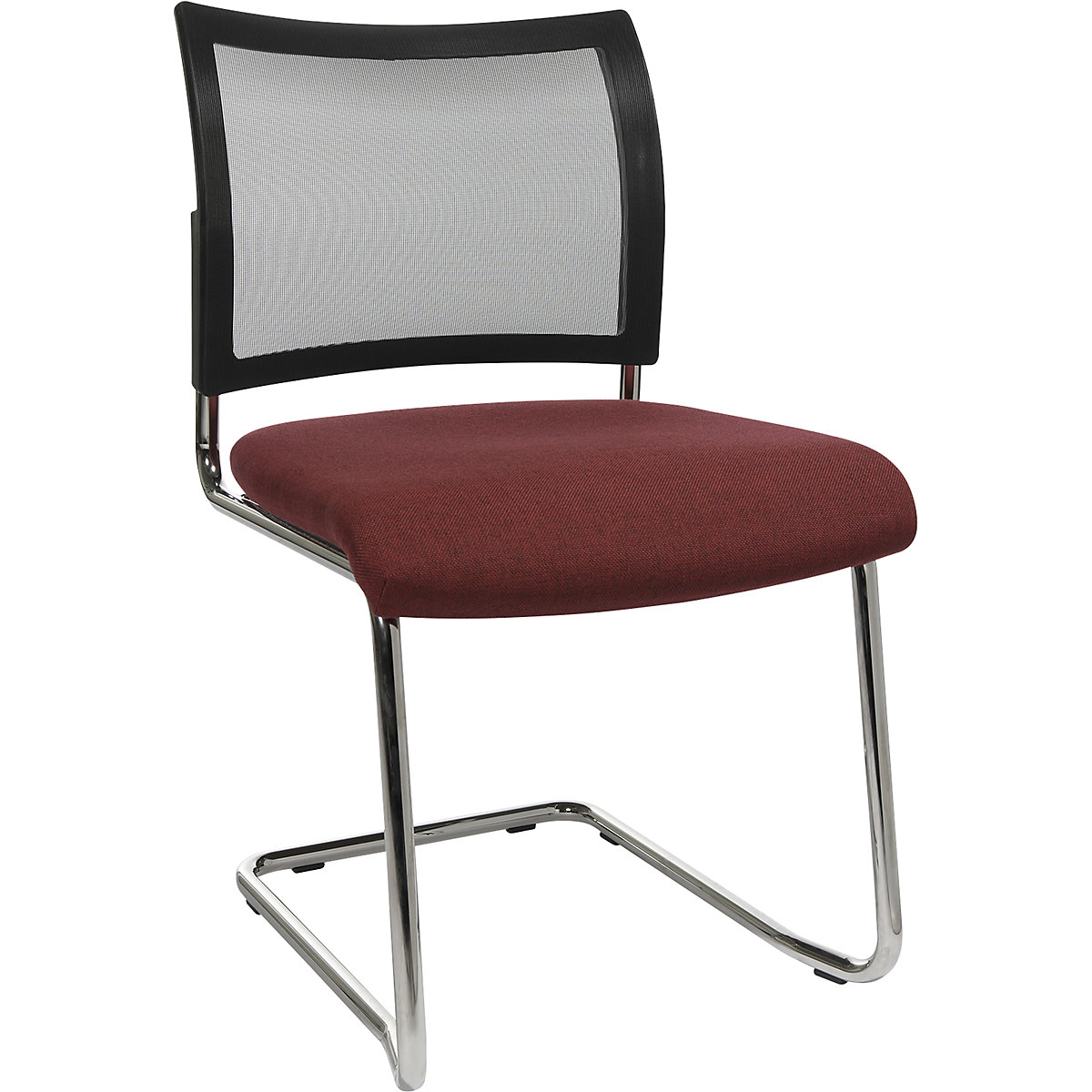 Bezoekersstoel, stapelbaar – Topstar, sledestoel, netrugleuning, VE = 2 stuks, bordeaux-6