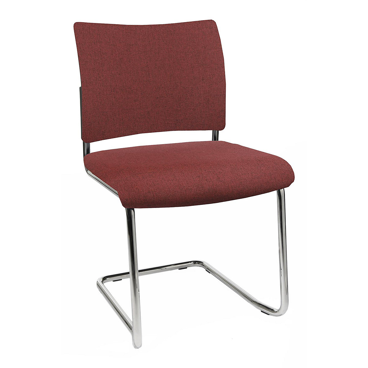 Bezoekersstoel, stapelbaar – Topstar, sledestoel, rugleuning met textielbekleding, VE = 2 stuks, bordeaux-8