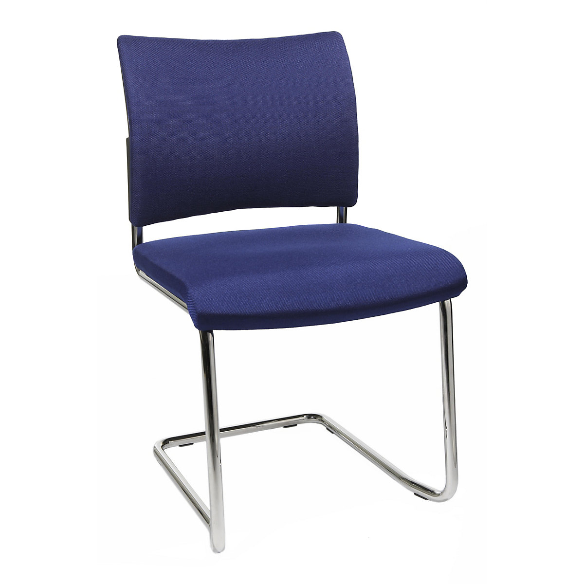 Bezoekersstoel, stapelbaar – Topstar, sledestoel, rugleuning met textielbekleding, VE = 2 stuks, blauw-5