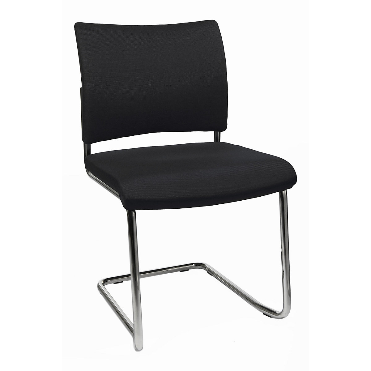 Bezoekersstoel, stapelbaar – Topstar, sledestoel, rugleuning met textielbekleding, VE = 2 stuks, zwart-7