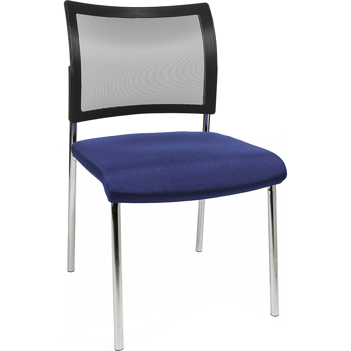 Bezoekersstoel, stapelbaar – Topstar, met 4 poten, netrugleuning, VE = 2 stuks, blauw-5