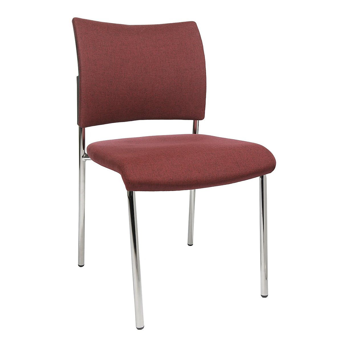 Bezoekersstoel, stapelbaar – Topstar, met 4 poten, rugleuning met textielbekleding, VE = 2 stuks, bordeaux-8