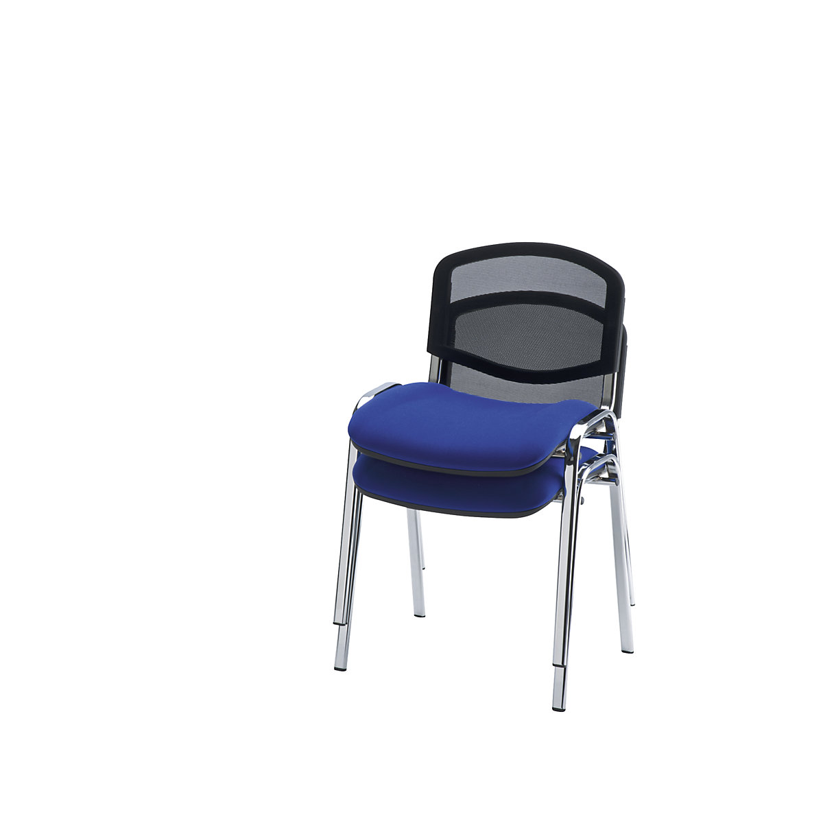 Bezoekersstoel, stapelbaar, netrugleuning, stoelframe verchroomd, bekleding blauw, VE = 2 stuks-9
