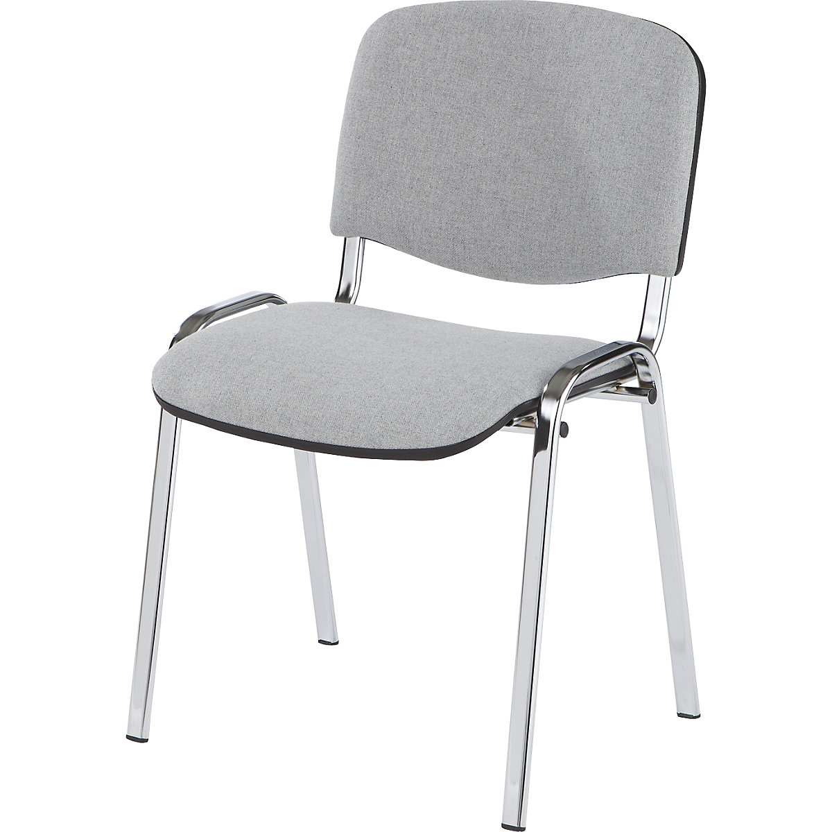 Bezoekersstoel, stapelbaar, rugleuning met bekleding, stoelframe verchroomd, bekleding grijs, VE = 2 stuks-5