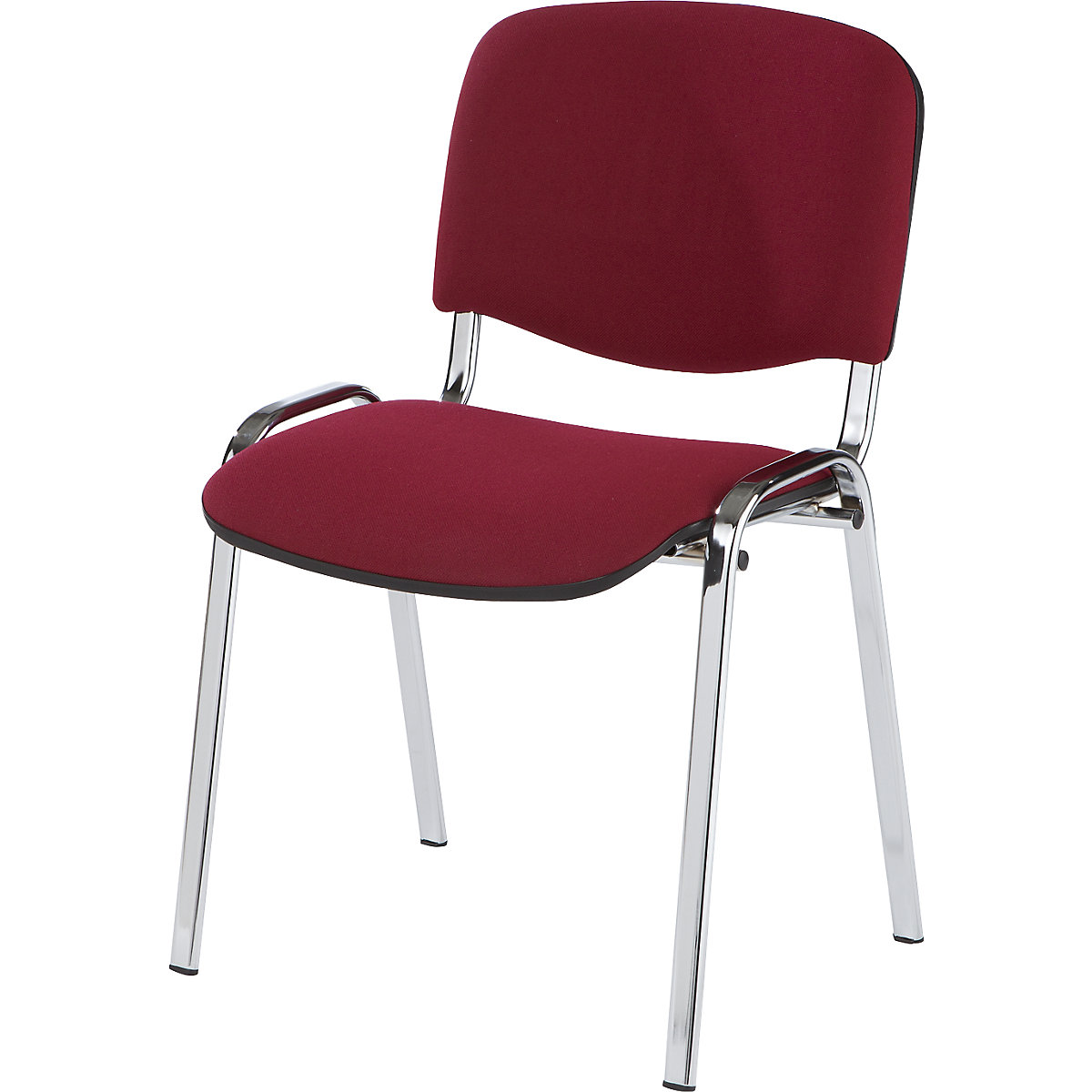 Bezoekersstoel, stapelbaar, rugleuning met bekleding, stoelframe verchroomd, bekleding bordeaux, VE = 2 stuks-6