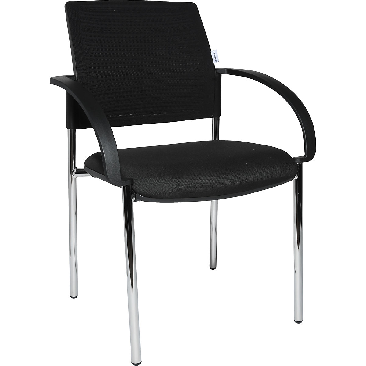 Bezoekersstoelen, VE = 2 stuks – eurokraft pro, rugleuning met net bespannen, zwart, zitting zwart-7