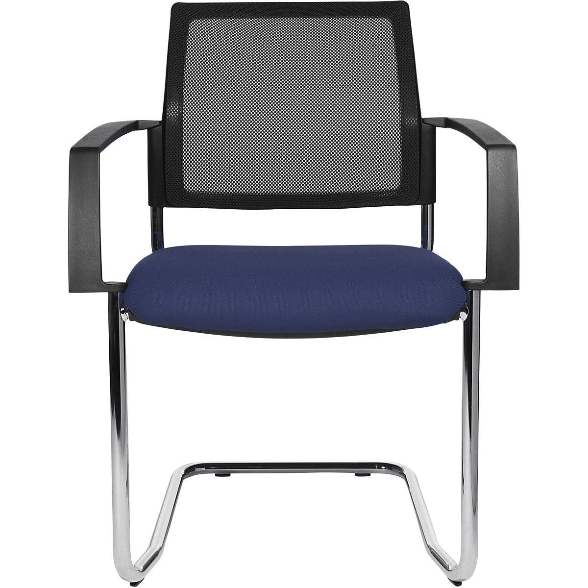Mesh stapelstoel – Topstar, sledestoel, VE = 2 stuks, zitting blauw, frame chroom-5