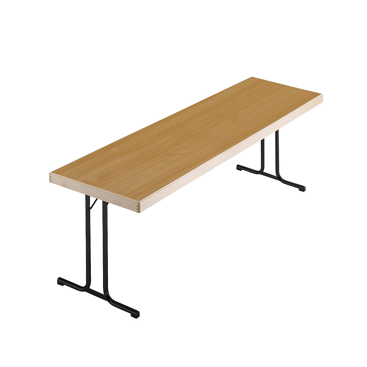 Inklapbare tafel, dubbel T-voetframe, 1700 x 700 mm, frame antraciet, blad beukenhoutdecor-4