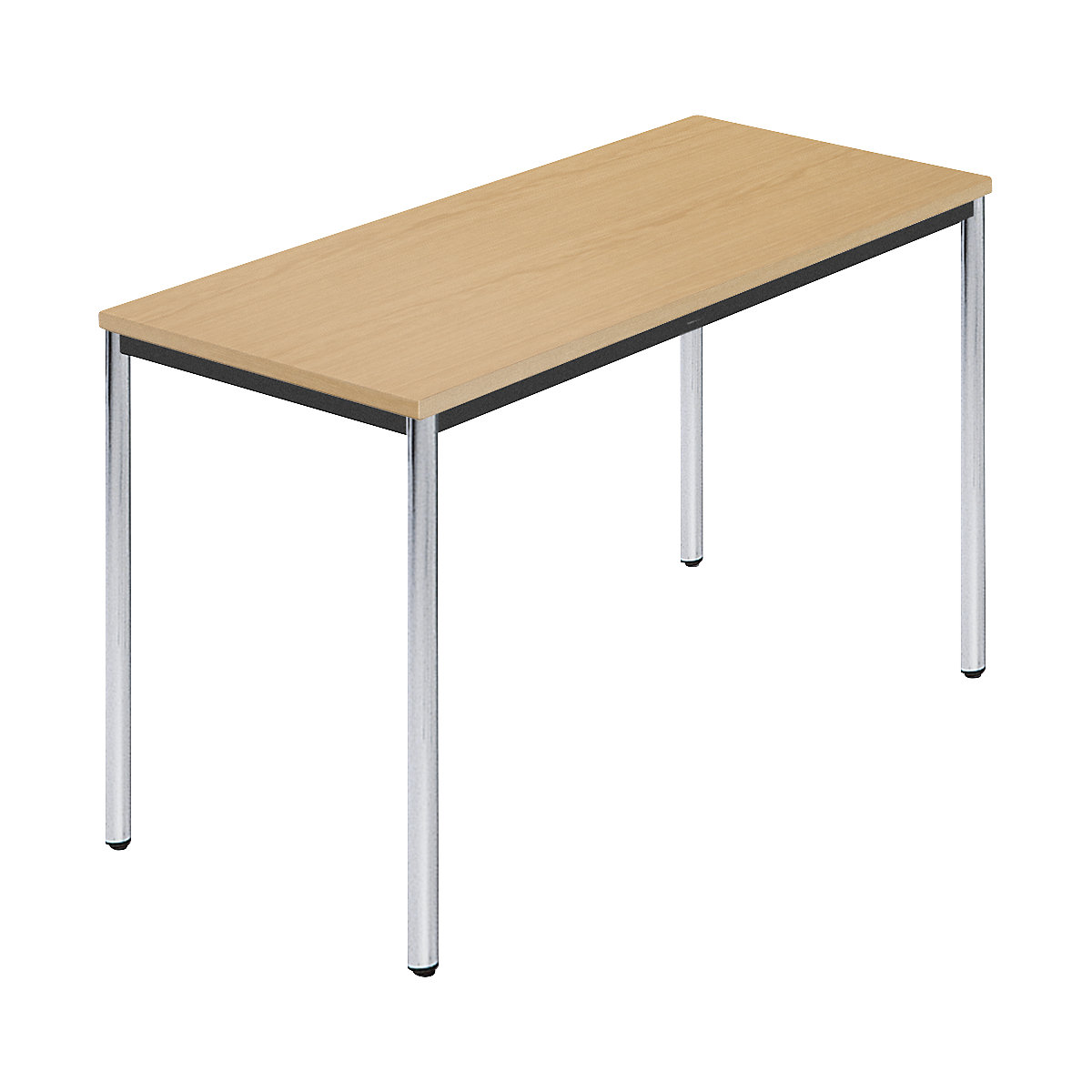 Rechthoekige tafel, met ronde, verchroomde tafelpoten, b x d = 1200 x 600 mm, naturel beukenhout-5