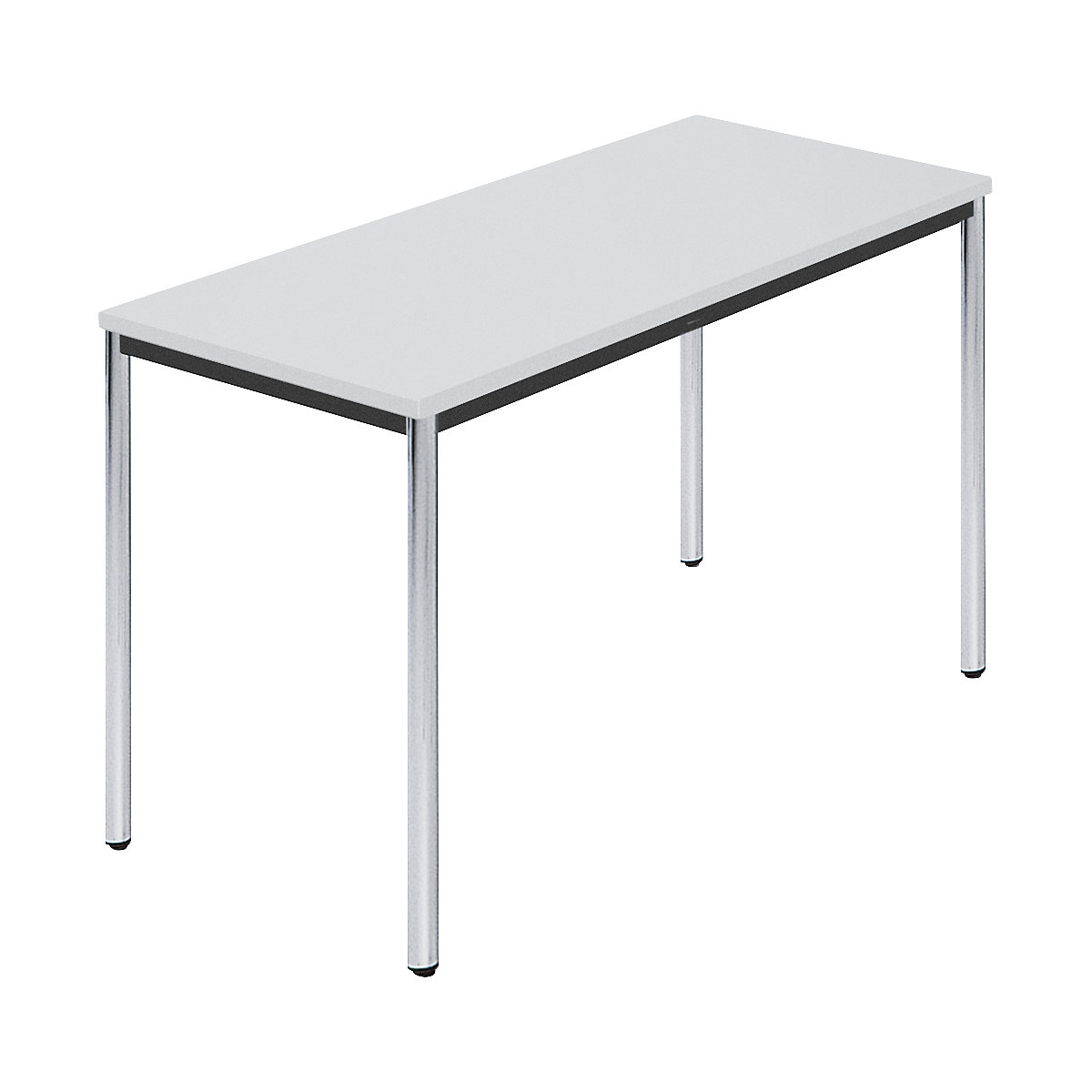 Rechthoekige tafel, met ronde, verchroomde tafelpoten, b x d = 1200 x 600 mm, grijs-6