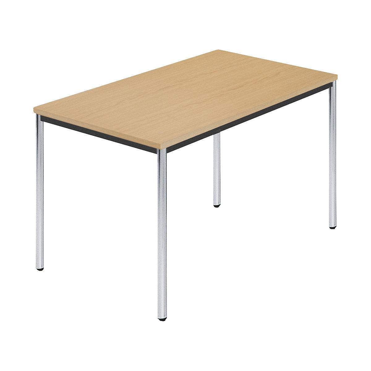 Rechthoekige tafel, met ronde, verchroomde tafelpoten, b x d = 1200 x 800 mm, naturel beukenhout-6