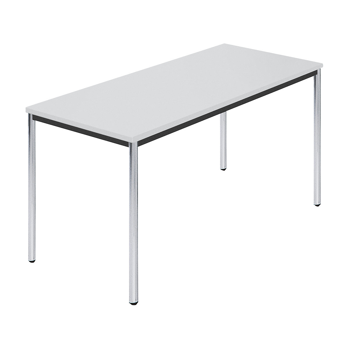 Rechthoekige tafel, met ronde, verchroomde tafelpoten, b x d = 1400 x 700 mm, grijs-5