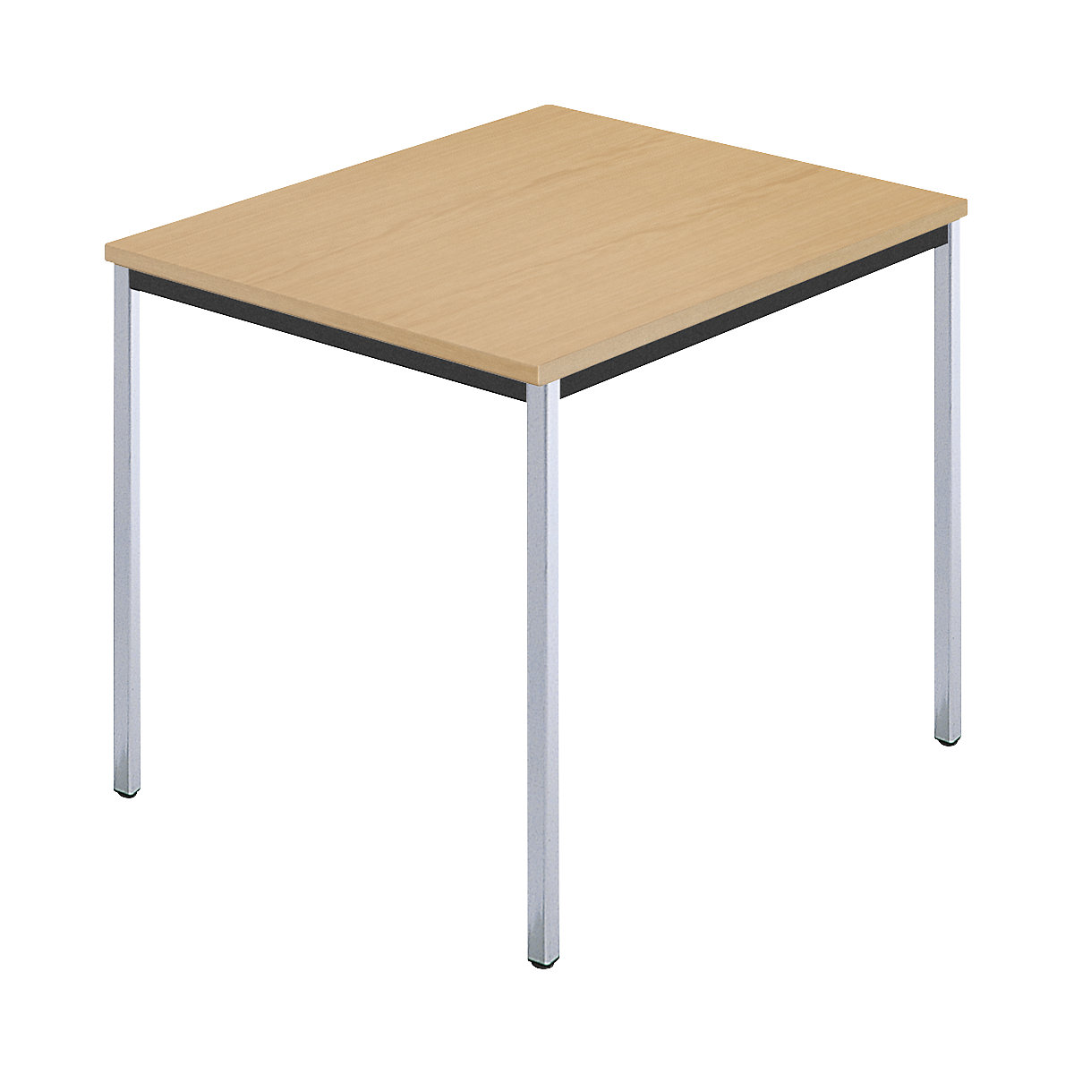 Rechthoekige tafel, met vierkante, verchroomde tafelpoten, b x d = 800 x 800 mm, naturel beukenhout-5