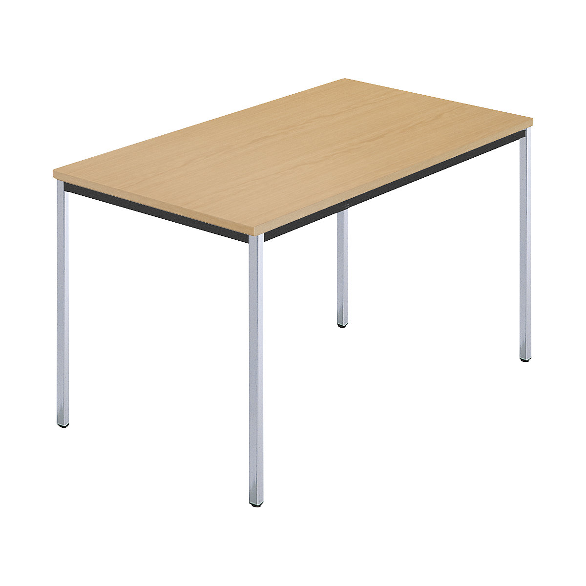 Rechthoekige tafel, met vierkante, verchroomde tafelpoten, b x d = 1200 x 800 mm, naturel beukenhout-6
