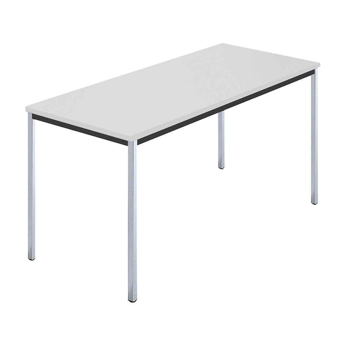 Rechthoekige tafel, met vierkante, verchroomde tafelpoten, b x d = 1400 x 700 mm, grijs-6