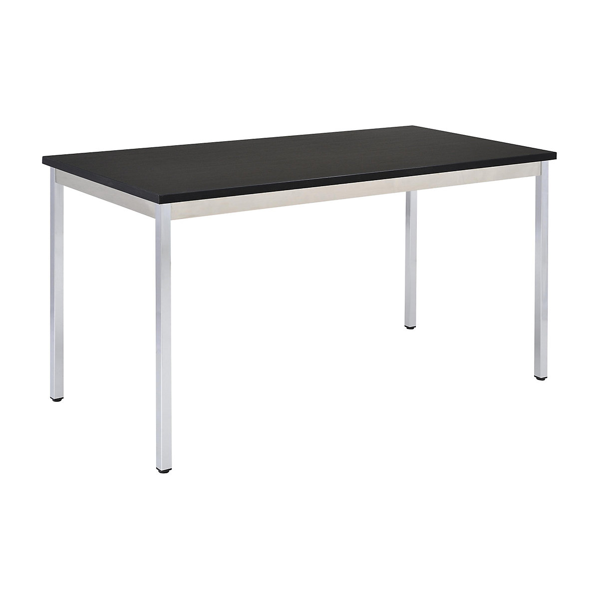 Universele tafel – eurokraft basic, rechthoekig, h x b x d = 740 x 1600 x 800 mm, blad zwart, frame verchroomd