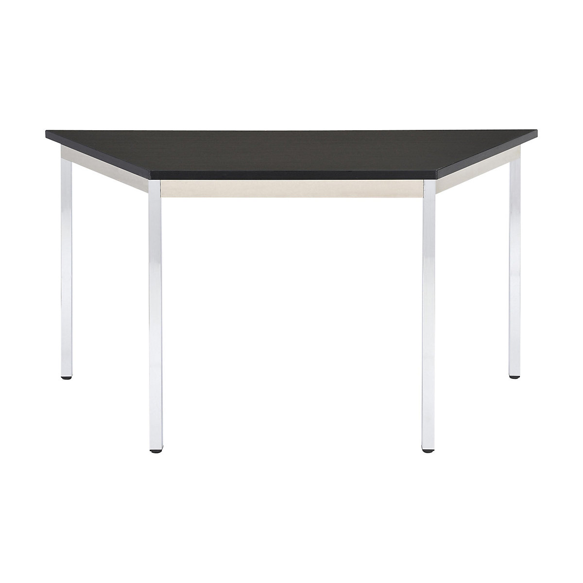 Universele tafel – eurokraft basic, trapeziumvormig, h x b x d = 740 x 1200 x 600 mm, blad zwart, frame verchroomd-14