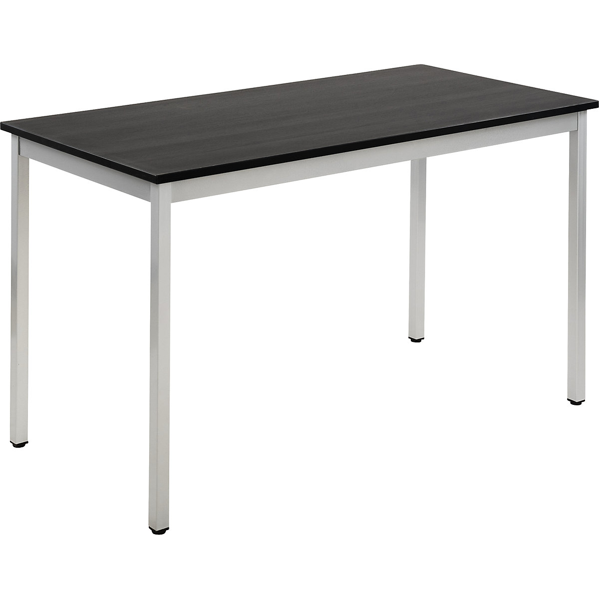 Universele tafel – eurokraft basic, rechthoekig, b x h = 1200 x 740 mm, diepte 600 mm, blad essenhoutdecor donkergrijs, onderstel blank aluminiumkleurig