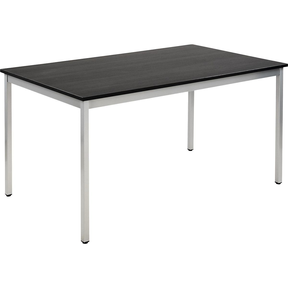 Universele tafel – eurokraft basic, rechthoekig, b x h = 1400 x 740 mm, diepte 800 mm, blad essenhoutdecor donkergrijs, onderstel blank aluminiumkleurig-18