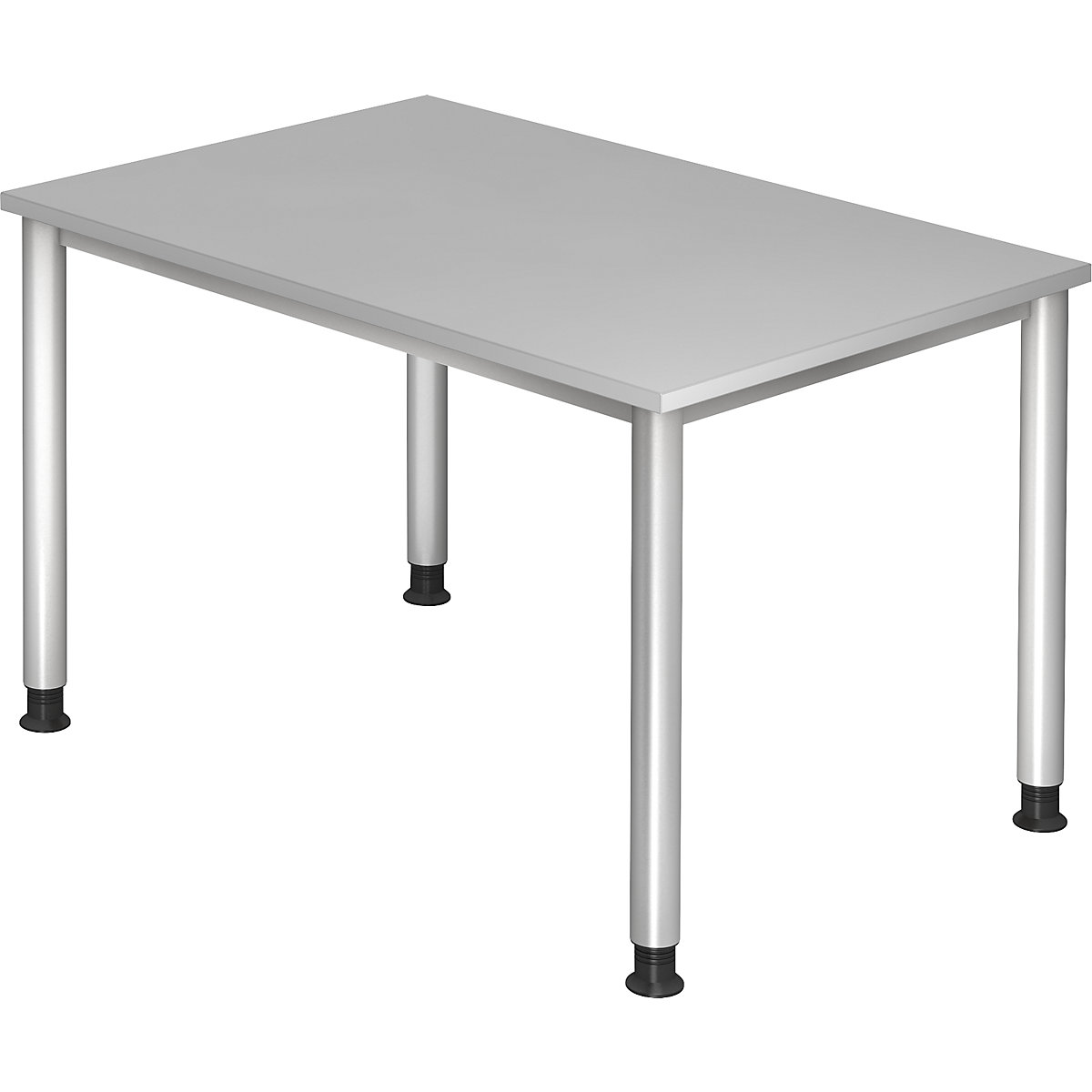 Bureautafel, b x d = 1200 x 800 mm, 4 ronde tafelpoten, lichtgrijs-7