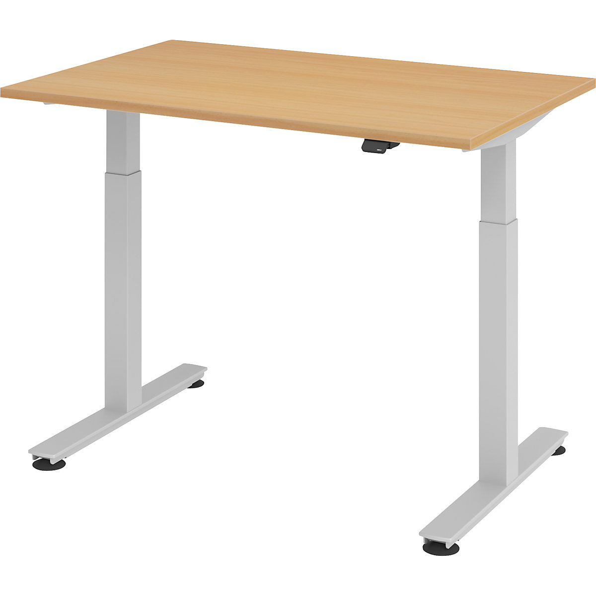 Bureautafel, elektrisch in hoogte verstelbaar UPLINER, recht, b x d = 1200 x 800 mm, beukenhout/aluminiumzilver-18