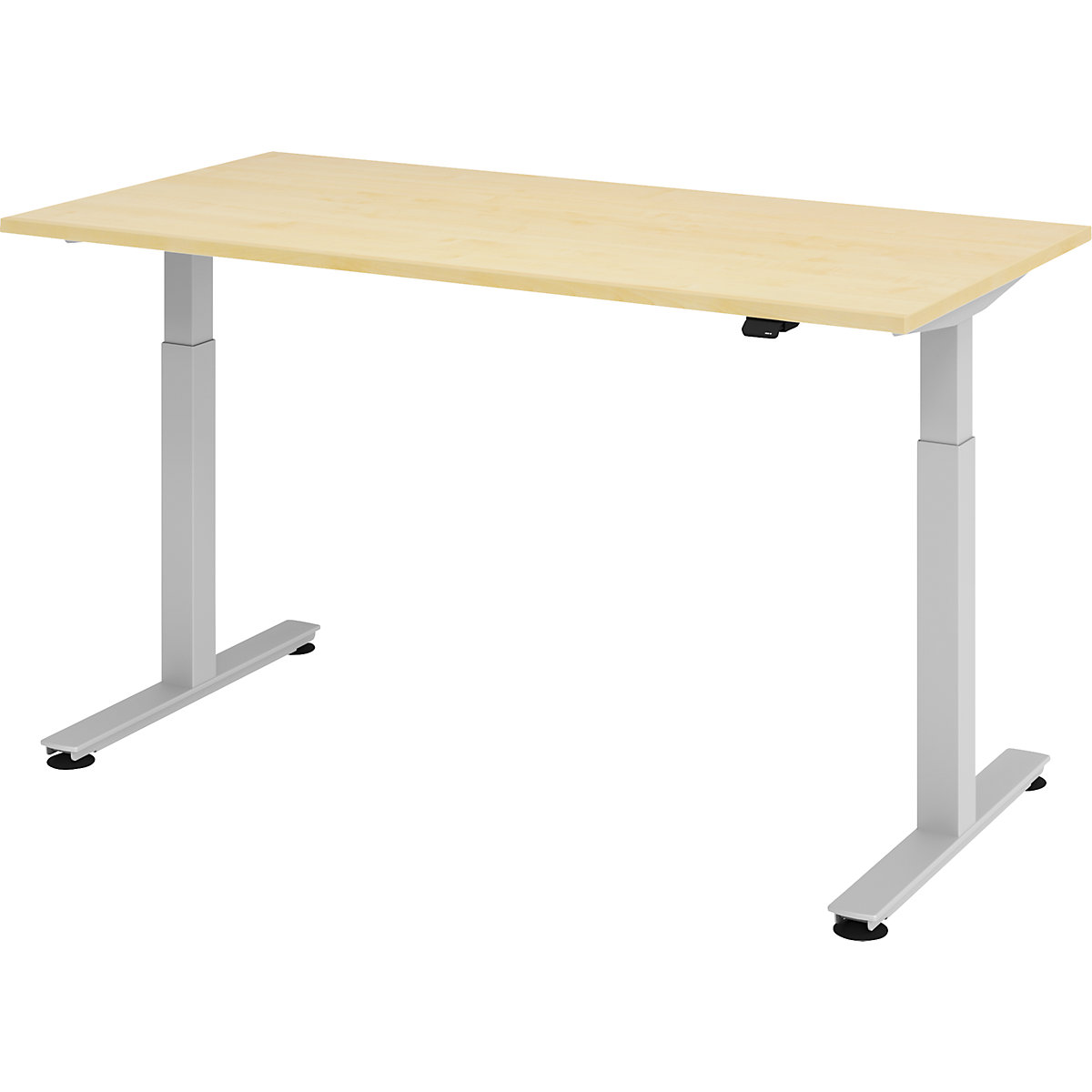Bureautafel, elektrisch in hoogte verstelbaar UPLINER, recht, b x d = 1600 x 800 mm, ahornhout/aluminiumzilver-15