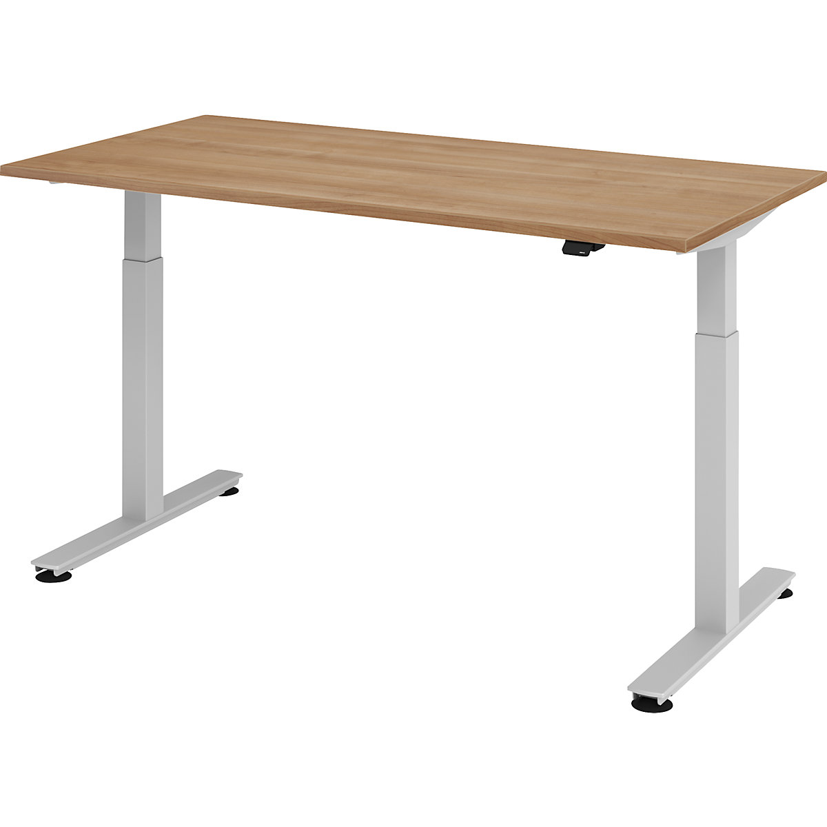 Bureautafel, elektrisch in hoogte verstelbaar UPLINER, recht, b x d = 1600 x 800 mm, notenhout/aluminiumzilver-11
