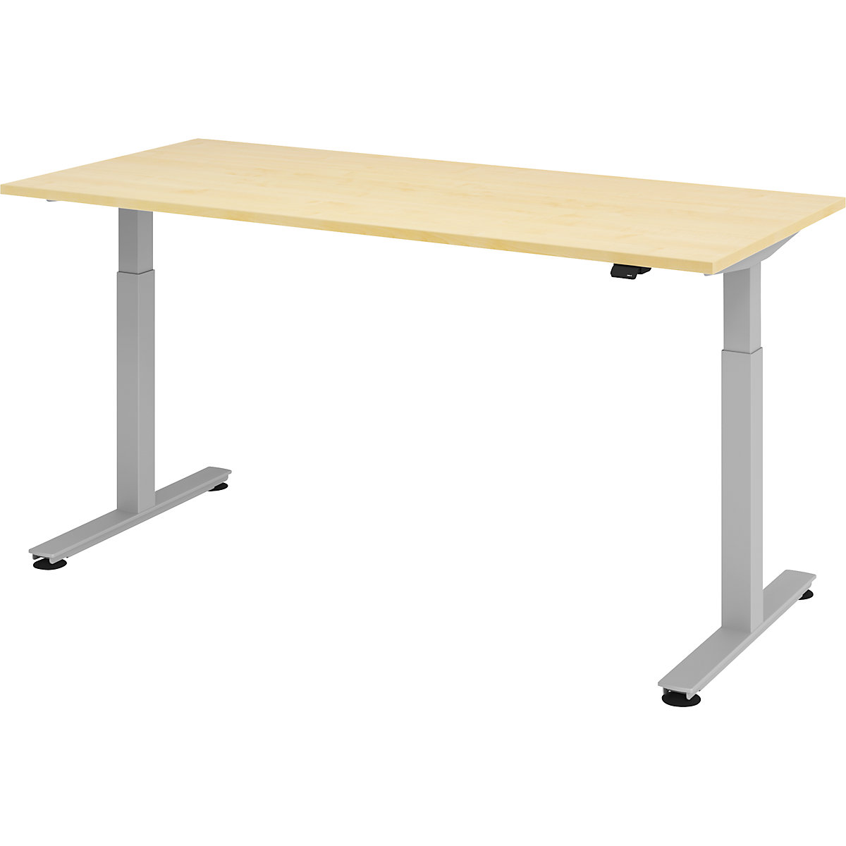 Bureautafel, elektrisch in hoogte verstelbaar UPLINER, recht, b x d = 1800 x 800 mm, ahornhout/aluminiumzilver-19