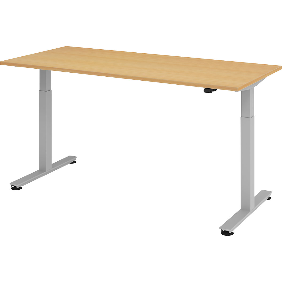 Bureautafel, elektrisch in hoogte verstelbaar UPLINER, recht, b x d = 1800 x 800 mm, beukenhout/aluminiumzilver-10