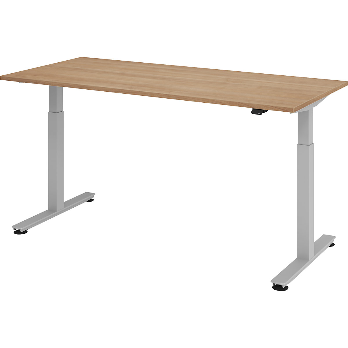 Bureautafel, elektrisch in hoogte verstelbaar UPLINER, recht, b x d = 1800 x 800 mm, notenhout/aluminiumzilver-12