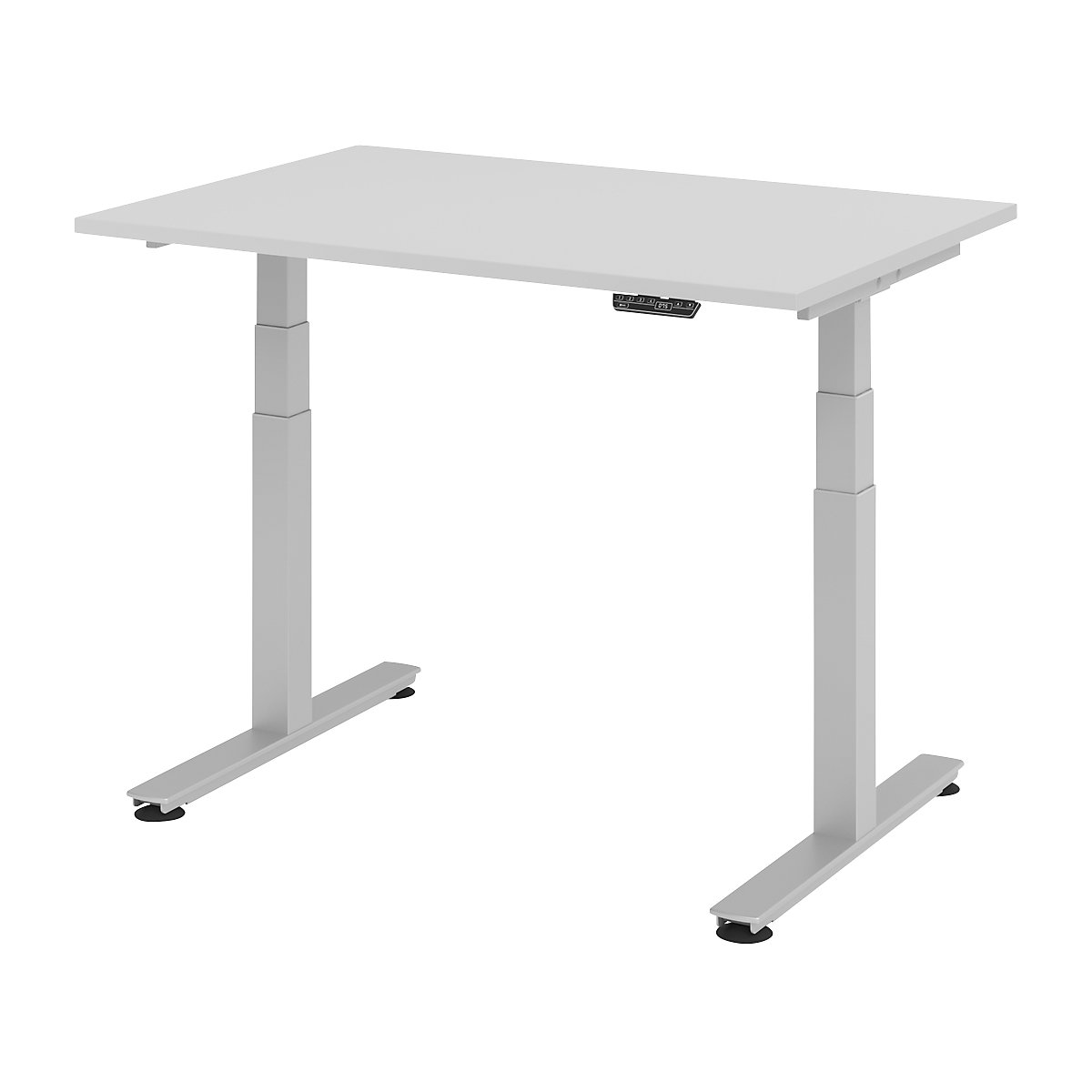 Sta-bureautafel, elektrisch in hoogte verstelbaar UPLINER-2.0, T-vormig onderstel, breedte 1200 mm, lichtgrijs-15
