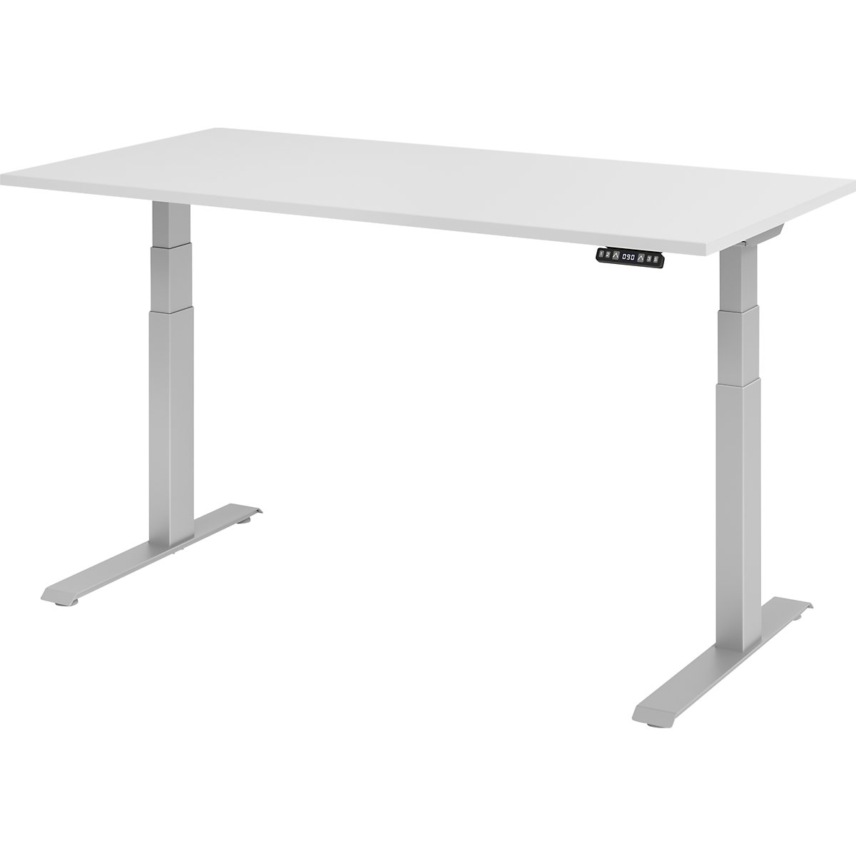 Bureautafel, elektrisch in hoogte verstelbaar UPLINER-K, met geheugenschakelaar, b x d = 1600 x 800 mm, lichtgrijs/aluminiumzilver-13
