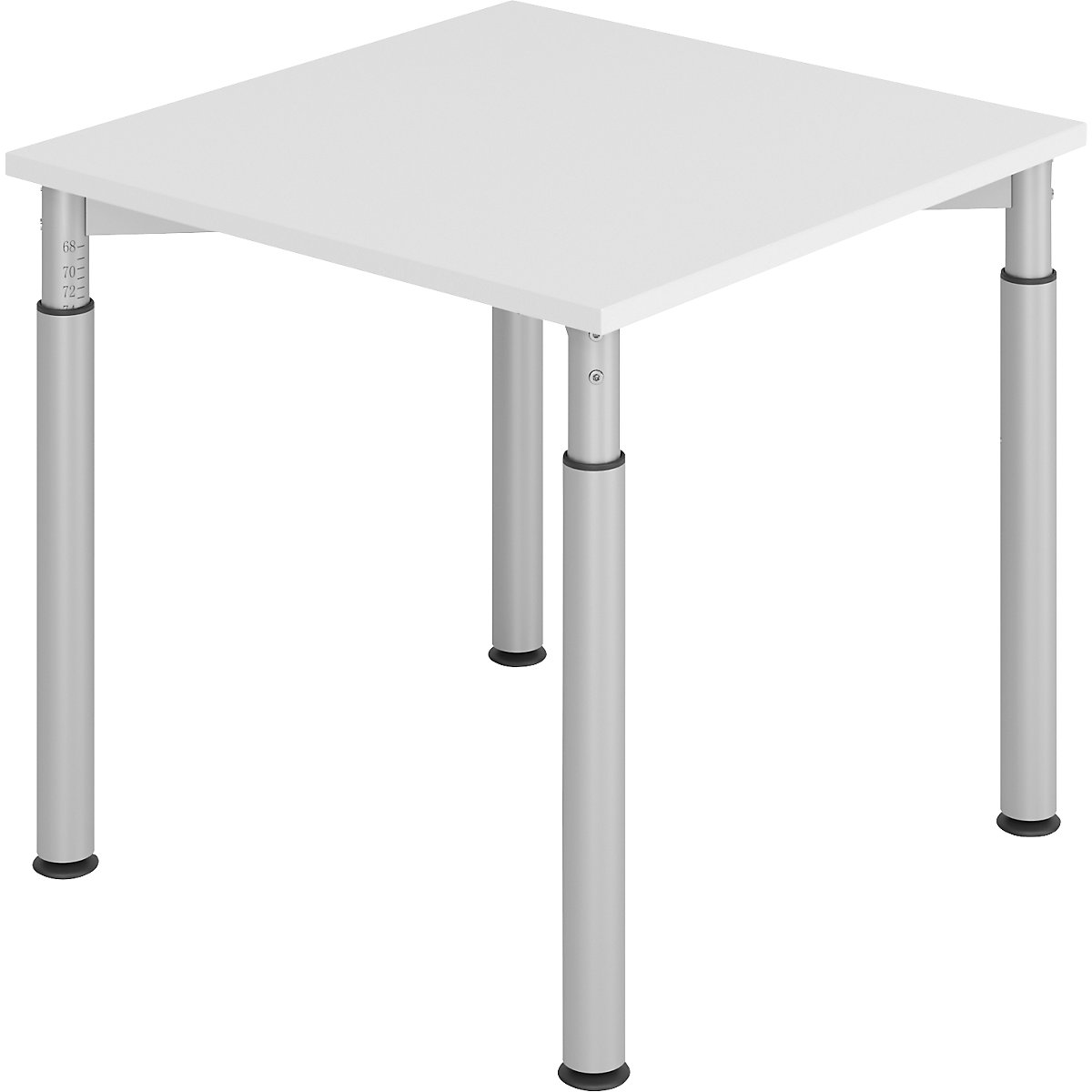 Bureautafel met 4 poten VERA-ZWO, in hoogte verstelbaar, b x d = 800 x 800 mm, blad lichtgrijs, frame blank aluminiumkleurig-6