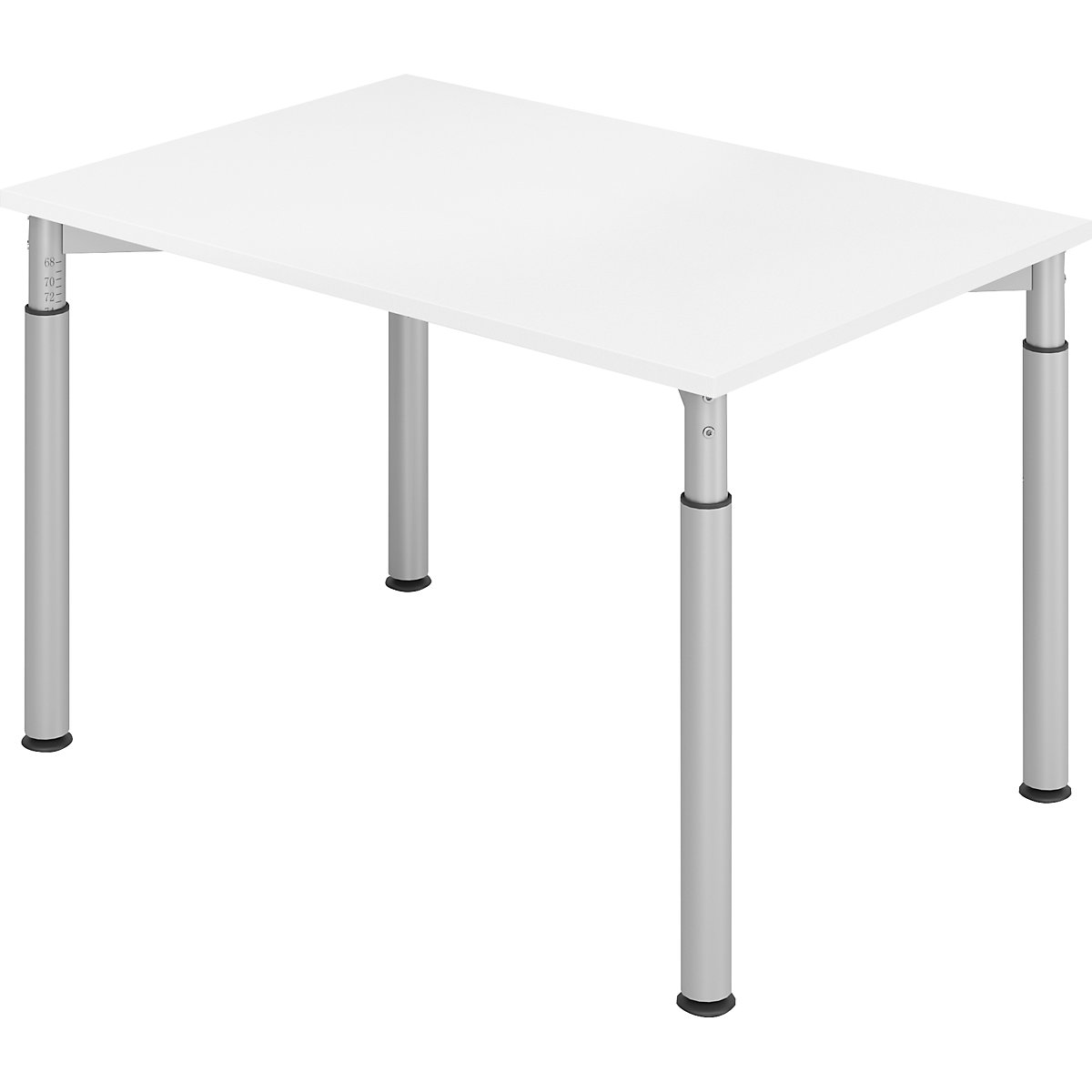 Bureautafel met 4 poten VERA-ZWO, in hoogte verstelbaar, b x d = 1200 x 800 mm, blad wit, onderstel blank aluminiumkleurig-6