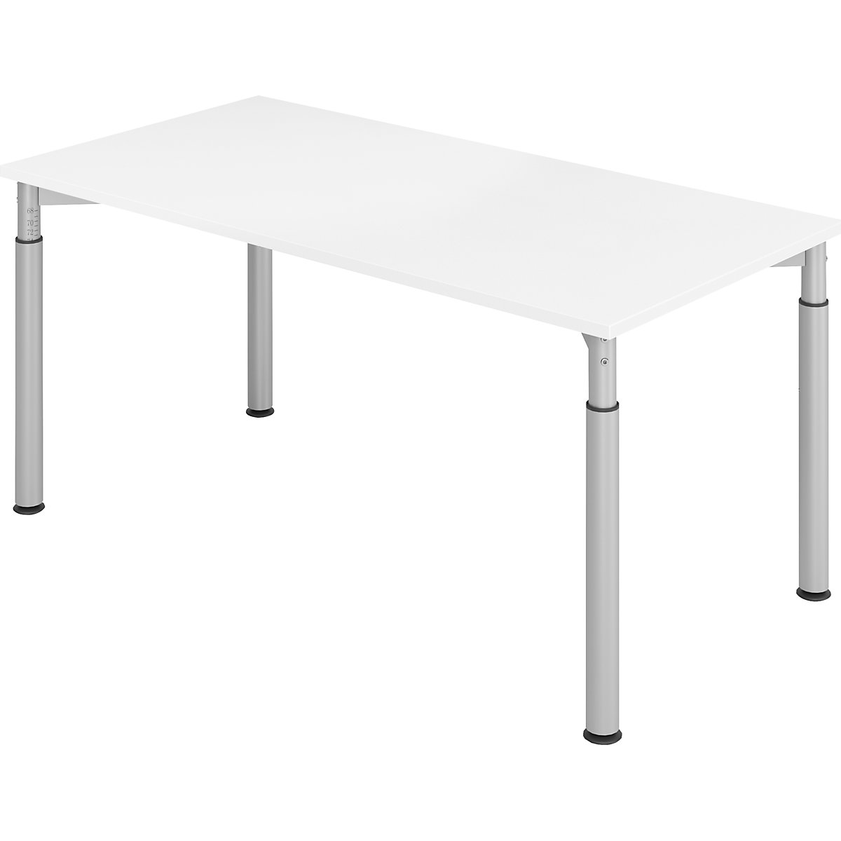 Bureautafel met 4 poten VERA-ZWO, in hoogte verstelbaar, b x d = 1600 x 800 mm, blad wit, onderstel blank aluminiumkleurig-6