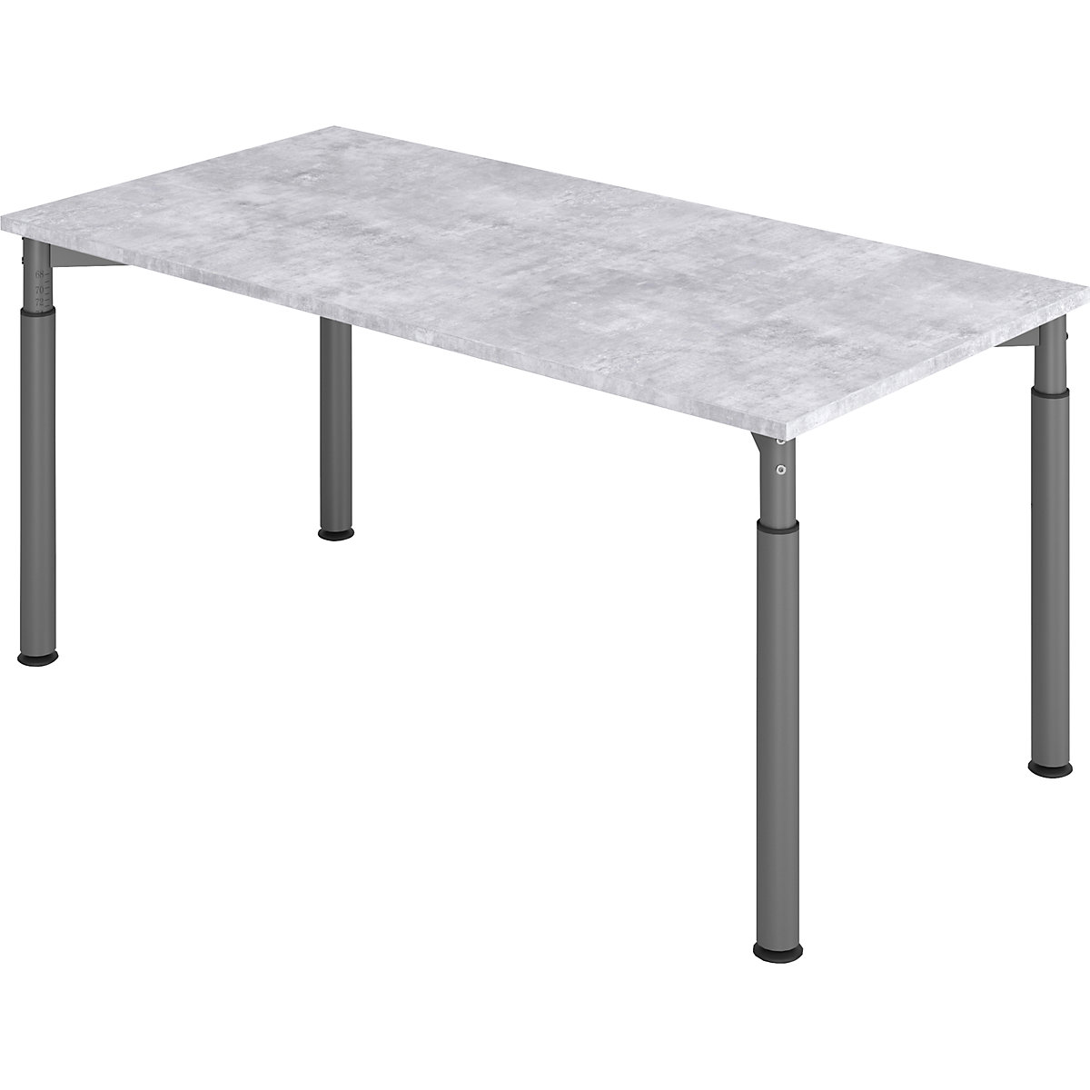 Bureautafel met 4 poten VERA-ZWO, in hoogte verstelbaar, b x d = 1600 x 800 mm, blad betonlook, frame grafiet-8