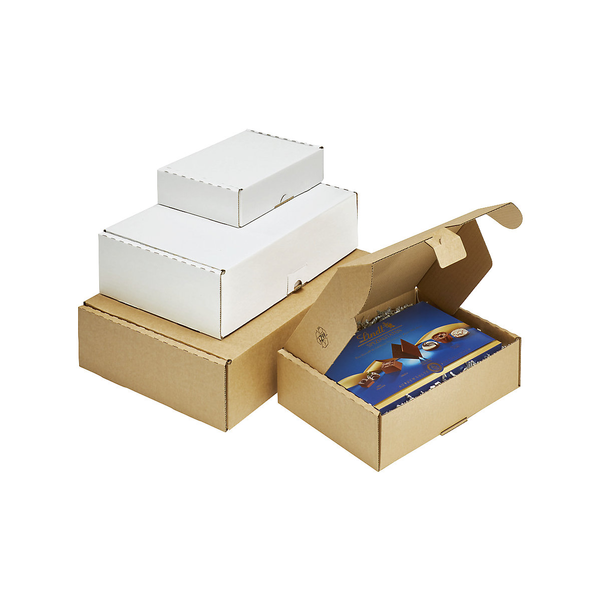 Klappbox, 1-wellig, VE 25 Stk, weiß, Innenmaße 150 x 150 x 50 mm, ab 2 VE